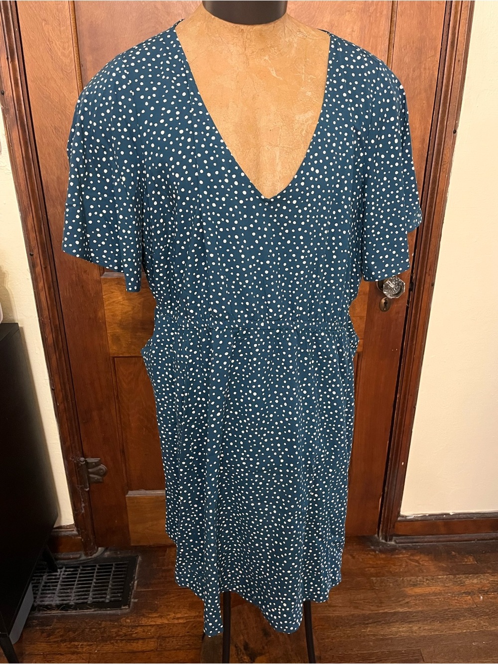 torrid Teal Dot V-Neck Midi Dress